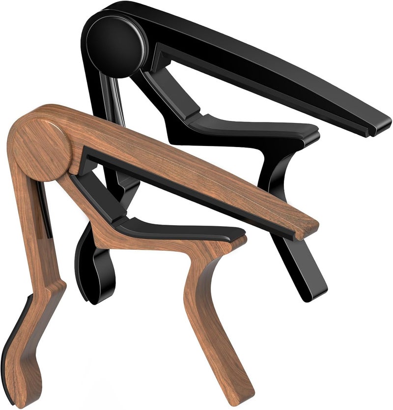 DIDA Guitar Capo for Acoustic, Classical, Electric Guitars, Ukulele, Mandolin, Banjo, and other string musical instruments, Quick Release, Memory Silicone Pad, Buzzing-Free (Black & Rosewood) - Image 1